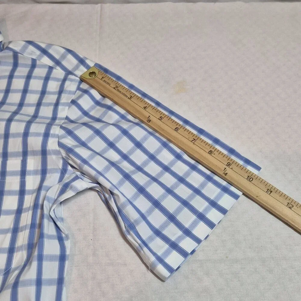 Roundtree & Yorke Gold Label Men's Shirt Size S Plaid Short Sleeve Slim Fit 56 - Picture 9 of 10